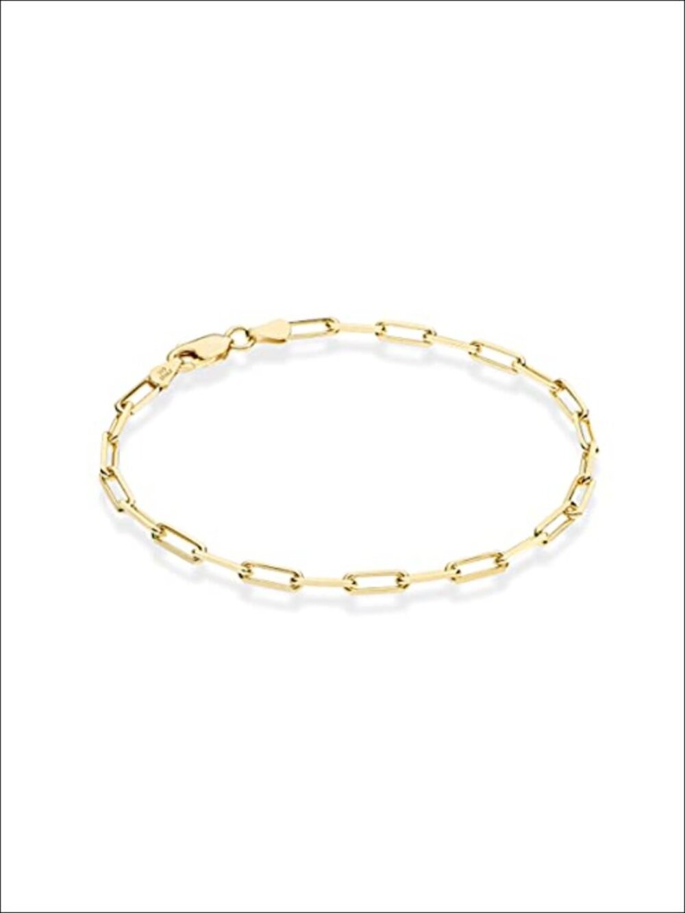 18K Gold Plated 925 Sterling Silver Italian 3mm Paperclip Link Chain Bracelet 8